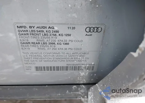 2021 Audi Q5 Premium Plus 45 Tfsi Quattro S Tronic z USA, uszkodzony, nr VIN WA1BAAFY2M2025916